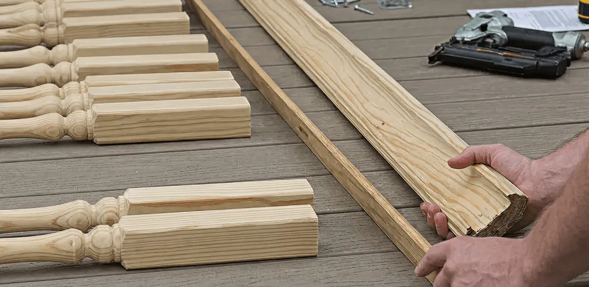 Handrail installation materials and wood components for stair rail work in Atlanta, GA