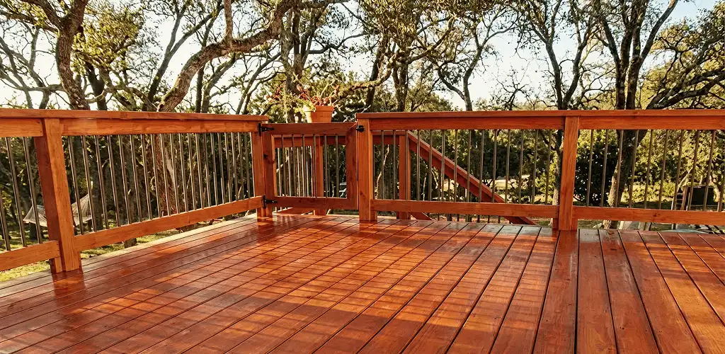 Deck sealing results with a freshly sealed wood deck in Atlanta, GA